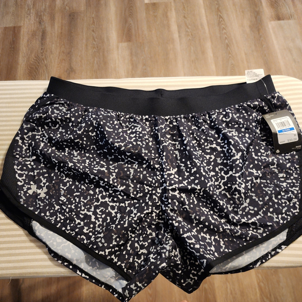 Black and White Patterned Athletic Shorts
